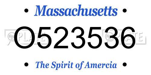 O523536 Massachusetts License Plate