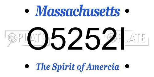 O5252I Massachusetts License Plate