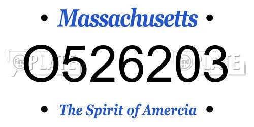 O526203 Massachusetts License Plate