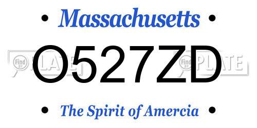 O527ZD Massachusetts License Plate