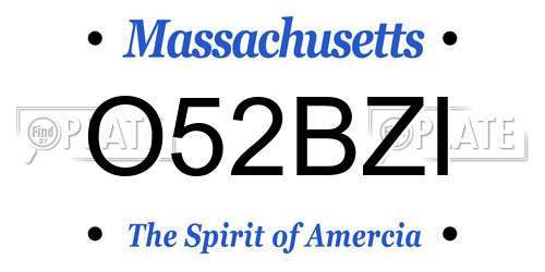 O52BZI Massachusetts License Plate