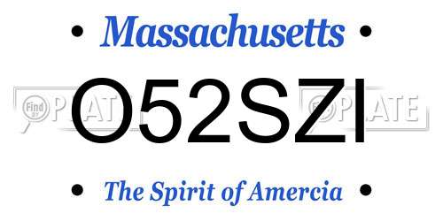 O52SZI Massachusetts License Plate