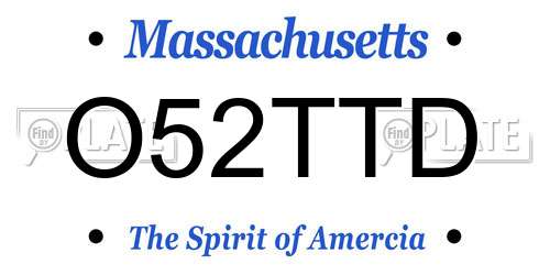 O52TTD Massachusetts License Plate