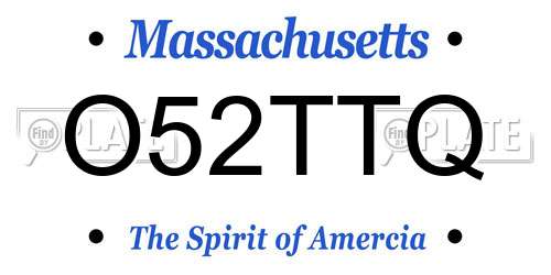 O52TTQ Massachusetts License Plate