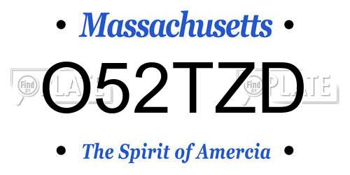 O52TZD Massachusetts License Plate