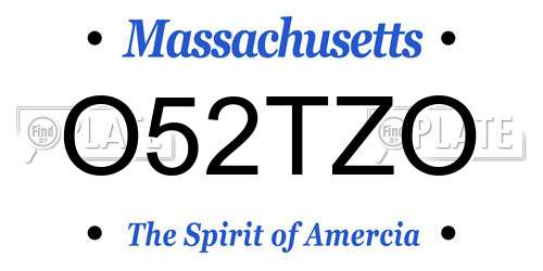 O52TZO Massachusetts License Plate