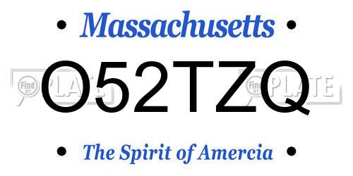 O52TZQ Massachusetts License Plate