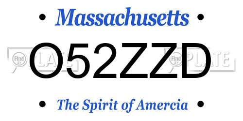 O52ZZD Massachusetts License Plate