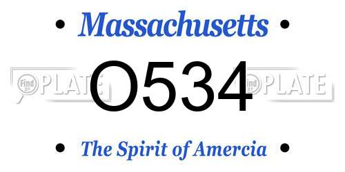 O534 Massachusetts License Plate