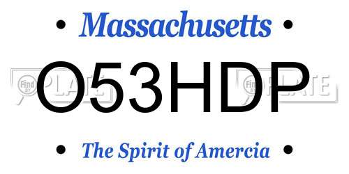 O53HDP Massachusetts License Plate