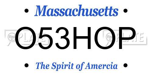 O53HOP Massachusetts License Plate
