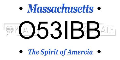 O53IBB Massachusetts License Plate