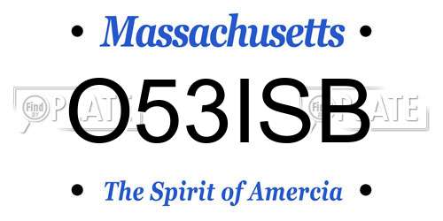 O53ISB Massachusetts License Plate