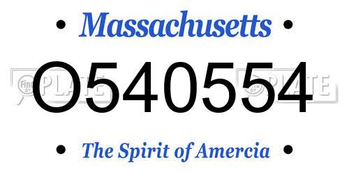 O540554 Massachusetts License Plate