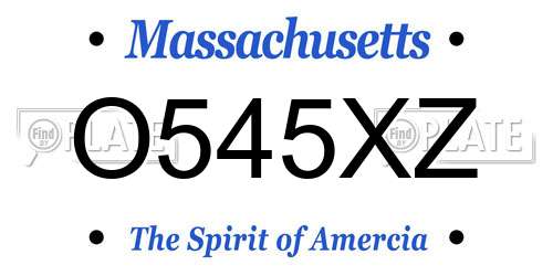 O545XZ Massachusetts License Plate