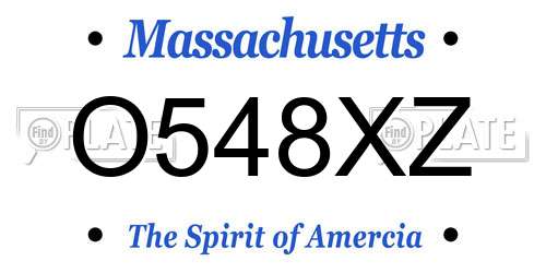 O548XZ Massachusetts License Plate
