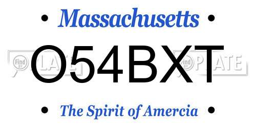O54BXT Massachusetts License Plate