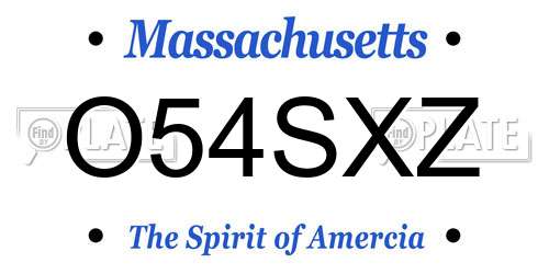 O54SXZ Massachusetts License Plate