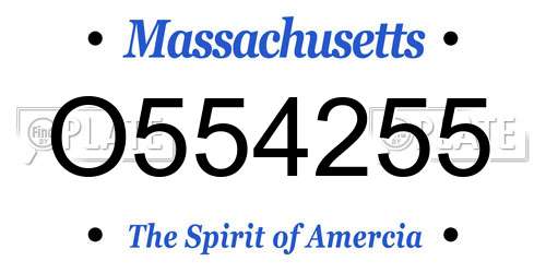 O554255 Massachusetts License Plate