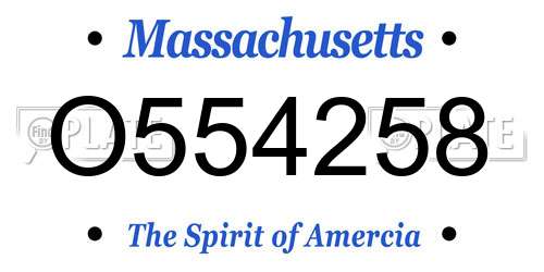 O554258 Massachusetts License Plate