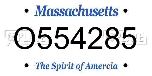 O554285 Massachusetts License Plate