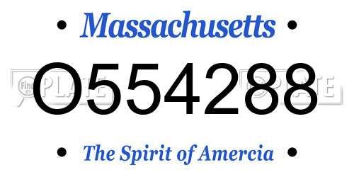 O554288 Massachusetts License Plate
