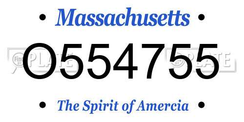 O554755 Massachusetts License Plate