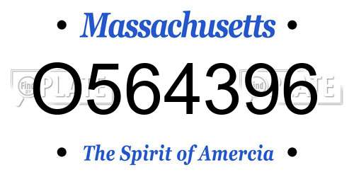 O564396 Massachusetts License Plate