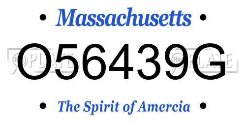 O56439G Massachusetts License Plate