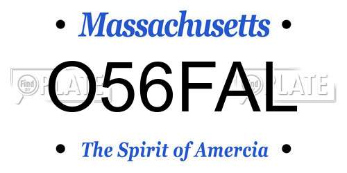 O56FAL Massachusetts License Plate