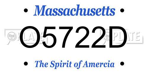 O5722D Massachusetts License Plate