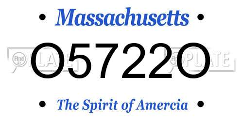 O5722O Massachusetts License Plate