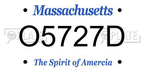 O5727D Massachusetts License Plate