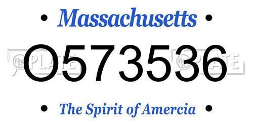 O573536 Massachusetts License Plate