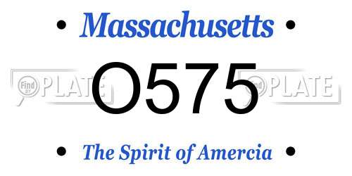 O575 Massachusetts License Plate