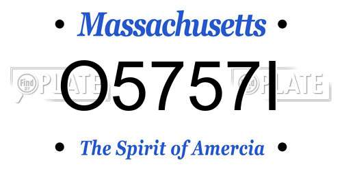 O5757I Massachusetts License Plate