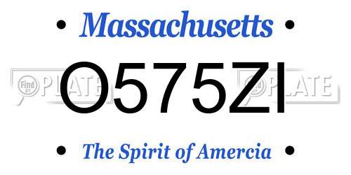 O575ZI Massachusetts License Plate