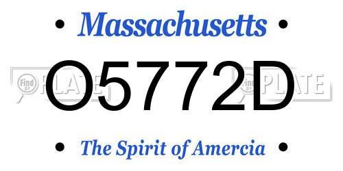 O5772D Massachusetts License Plate