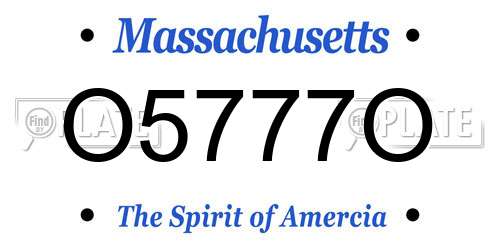 O5777O Massachusetts License Plate