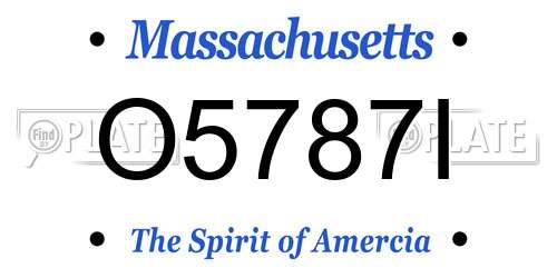 O5787I Massachusetts License Plate