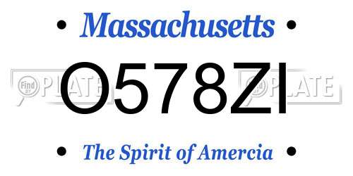 O578ZI Massachusetts License Plate