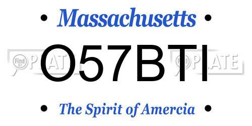O57BTI Massachusetts License Plate