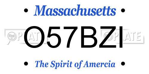 O57BZI Massachusetts License Plate