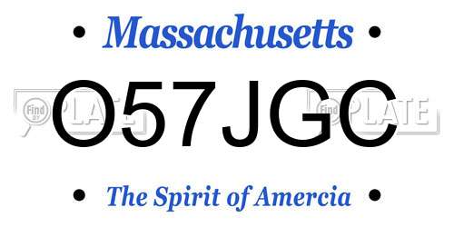 O57JGC Massachusetts License Plate