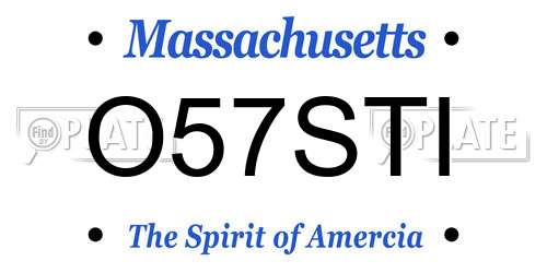 O57STI Massachusetts License Plate