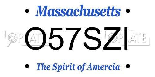 O57SZI Massachusetts License Plate