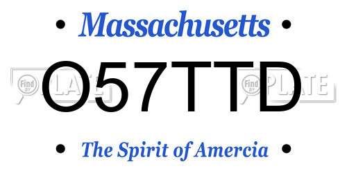 O57TTD Massachusetts License Plate