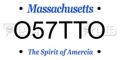 O57TTO Massachusetts License Plate