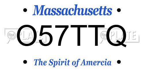O57TTQ Massachusetts License Plate