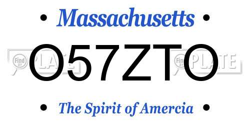 O57ZTO Massachusetts License Plate